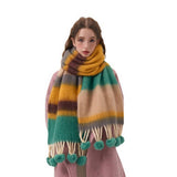 COLORBLOCK STRIPE SCARF FAUX CASHMERE WRAP_CWASC2344