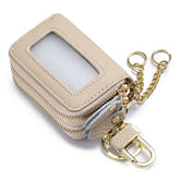Womens Leather Key Pouch Double Zipper Bag_Cuab00385
