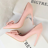 SLIM SHALLOW MOUTH POINTED BOW HIGH HEELS_CWSHH0045