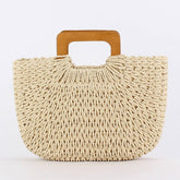 Wooden Hand Casual Simple Paper Ropeven Bag_Cwab4709