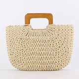 Wooden Hand Casual Simple Paper Ropeven Bag_Cwab4709
