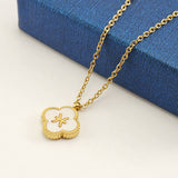 SHELL FOUR LEAF CLOVER CONSTELLATION NECKLACE_CWAJE0688