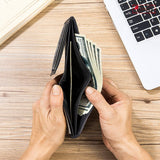 ANTI THEFT BRUSHED COWHIDE SHORT LEATHER WALLET_CWAB3788