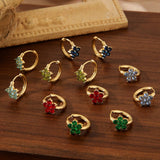 STAINLESS STEEL FLOWER EARRINGS WITH ZIRCON_CWMM3609