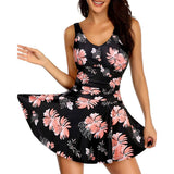 Womens Printed Suspender Skirt One-Piece Swimsuit