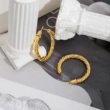 14K GOLD PLATED TWISTED ROPE ROUND HOOP EARRINGS_CWAJE0549