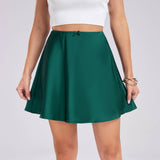 SATIN SKIRT HIGH WAIST ELASTIC SOLIDCOLORSHORTSKIRT_CWAB4802