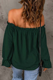 Solid-Color Pullover Sexy Off-The-Shoulder Shirt