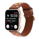 IWATCH9 1IWATCH8 GOLD RIVET GENUINE LEATHER STRAP_CWWW0078
