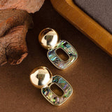 COLORFUL ABALONE PENDANT SILVER NEEDLE EARRINGS_CWMM4340