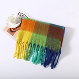 FAUX CASHMERE PLAID SCARF THICK FRINGED WRAP_CWASC2698