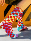 FASHION TIE DYED CHECKERED SOCKS_CWMS0265