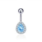 TEARDROP CZ BELLY RING COLORFUL STAINLESS STEEL_CWMM9309