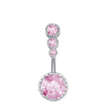 3 GEM CZ BELLY RING SURGICAL STEEL PIERCING_CWMM9174