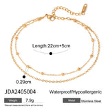 18K GOLD DOUBLE LAYER BEADED ANKLET NON TARNISH_CWAJE4636
