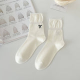 Women'S Versatile Embroidered Bow Boneless Socks_Cwms1366