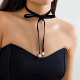 LONG STRAPPY CHOKER WITH PEARL PENDANT TASSEL_CWAJE1169