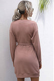 V-Neck Mid-Length Long-Sleeved Knit Dress