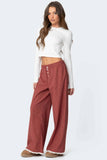 Straight-Leg Pants With Country-Style Sub-Print