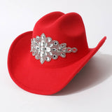 LUXURY RHINESTONE FELT WESTERN COWBOY FEDORA HAT_CWAH3626