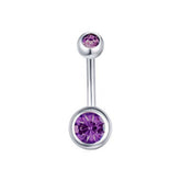 DOUBLE GEM BELLY BUTTON RING STAINLESS STEEL_CWMM9173