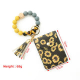 SUNFLOWER BEAD WALLET WITH SNAKESKIN KEYCHAIN_CWAB4998