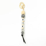 SILICONE BEAD KEYCHAIN WITH LETTER AND WOODEN DISC_CWAB5104