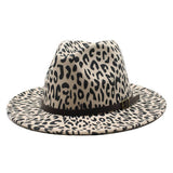 LEOPARD PRINT JAZZ HAT BRITISH STYLE WOOLEN HAT_CWAH2577