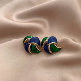 Vintage Blue Enamel Stud Earrings