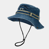 Vintage Western Embroidered Denim Sun Hat_Cwah3869