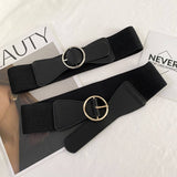 BLACK OUTER ELASTIC ROUND BUCKLE WAIST SEAL_CWABE0651