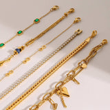 Zircon & Pearl Chain Bracelet In Stainle Steel_Cwaje4658