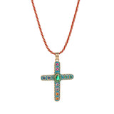 COLORFUL ZIRCON CROSS PENDANT NECKLACE VERSATILE_CWMM6961
