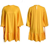 LOOSE SOLID COLOR PUFF SLEEVES PLUS SIZE DRESS_CWDSD6085