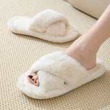FASHION HOME CROSS STRAP PLUSH COTTON SLIPPERS_CWSHS0841