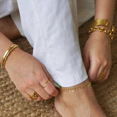 18K GOLD DOUBLE LAYER PEARL ANKLET STAINLESS_CWAJE4700