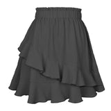 RUFFLED SKIRT HIGH WAIST SOLID COLOR SHORT SKIRT_CWBSS0395