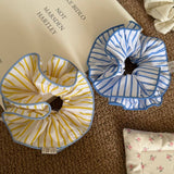 Yellow Stripe Versized Scrunchie Hair Tie_Cwaha5505