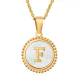 18K GOLD STAINLESS STEEL SHELL LETTER NECKLACE_CWAJE0686