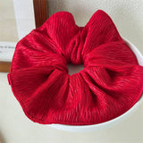 Xmas Plaid Bead Hair Scrunchie Retro Tie_Cwaha07608