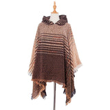 NEW HERRINGBONE GRADIENT HOODED CAPE SHAWL_CWASC1203