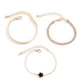 Vintage Rhinestone Chain Five Leaf Grass Bracelet