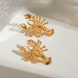 18K GOLD TITANIUM STAINLESS STEEL LOBSTER EARRINGS_CWASC1676