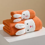 EMBROIDERED RABBIT CORAL FLEECE TOWEL_CWMM2324