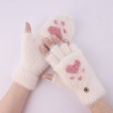 NEW WOMENS FLAP KNITTED FINGERLESS GLOVES_CWAG0247