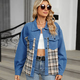 Washed Denim Patchwork Jacket Jacket Top