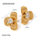 STAINLESS STEEL THREE PETAL FLOWER EARRINGS_CWASC1680