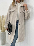 Womens Woolen Coat In Solid Color With Lapels