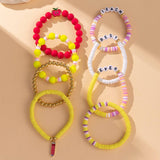 LOVE APPLE LETTER SOFT CLAY ELASTIC BRACELET SET_CWMM3537
