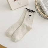 RUFFLE BOWS EMBROIDERED SOCKS FOR WOMEN_CWMS1349